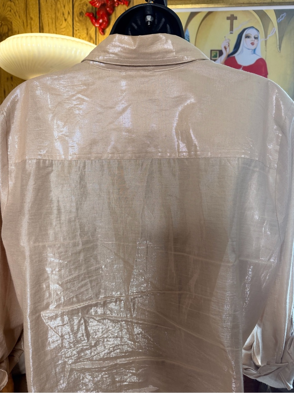 Ruby Rd. Shimmery Champagne Button-Down Blouse - Picture 5 of 11